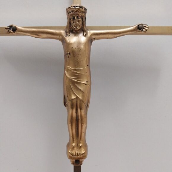 Vintage Brass Metal Crucifix Jesus Christian 10" X 5" #X24 - Picture 2 of 14
